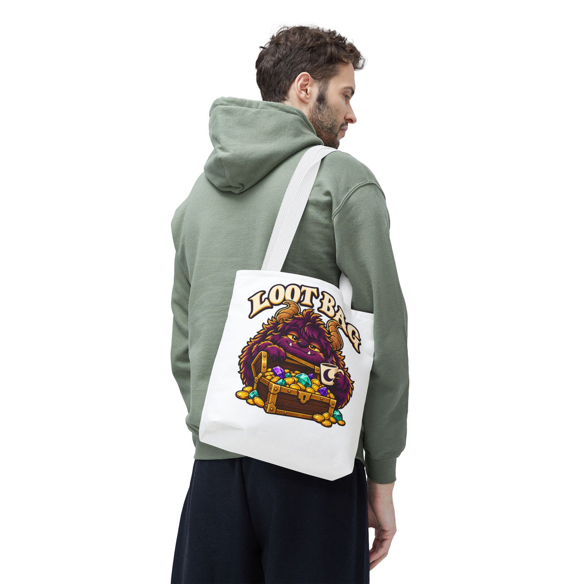Daveguy Loot Bag Tote — Cute Monster Treasure Chest Graphic Tote Bag