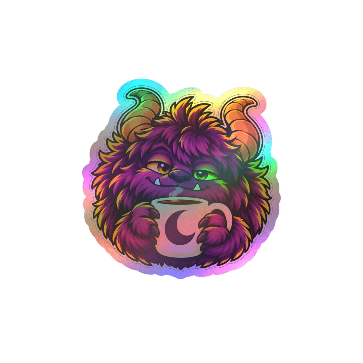 Cute Purple Monster Coffee Sticker — Kiss-Cut Vinyl Decal