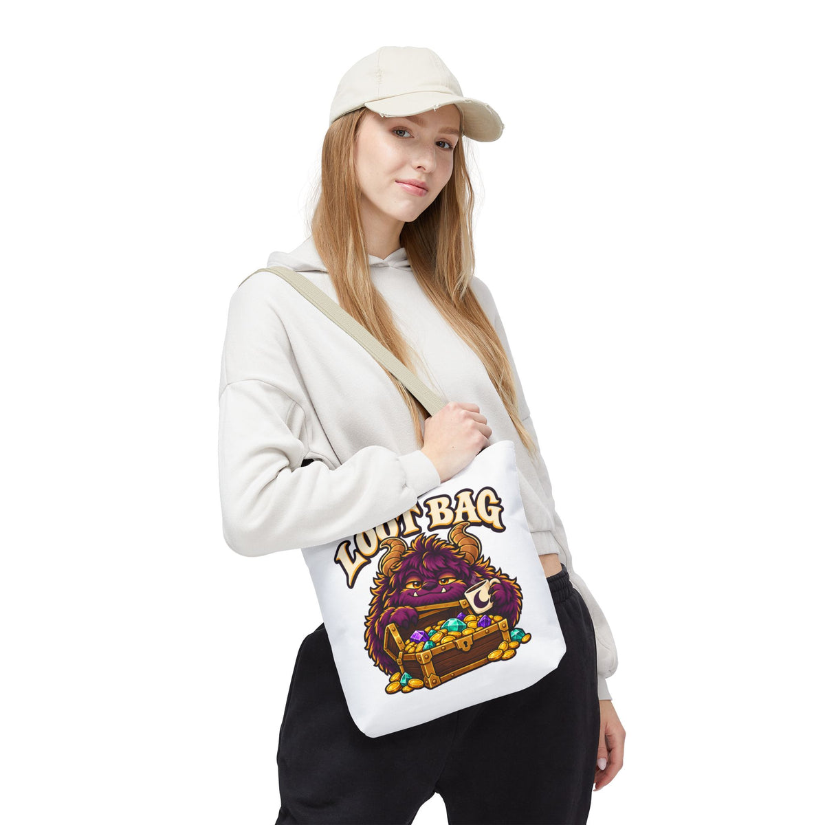 Daveguy Loot Bag Tote — Cute Monster Treasure Chest Graphic Tote Bag