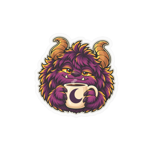 Cute Purple Monster Coffee Sticker — Kiss-Cut Vinyl Decal