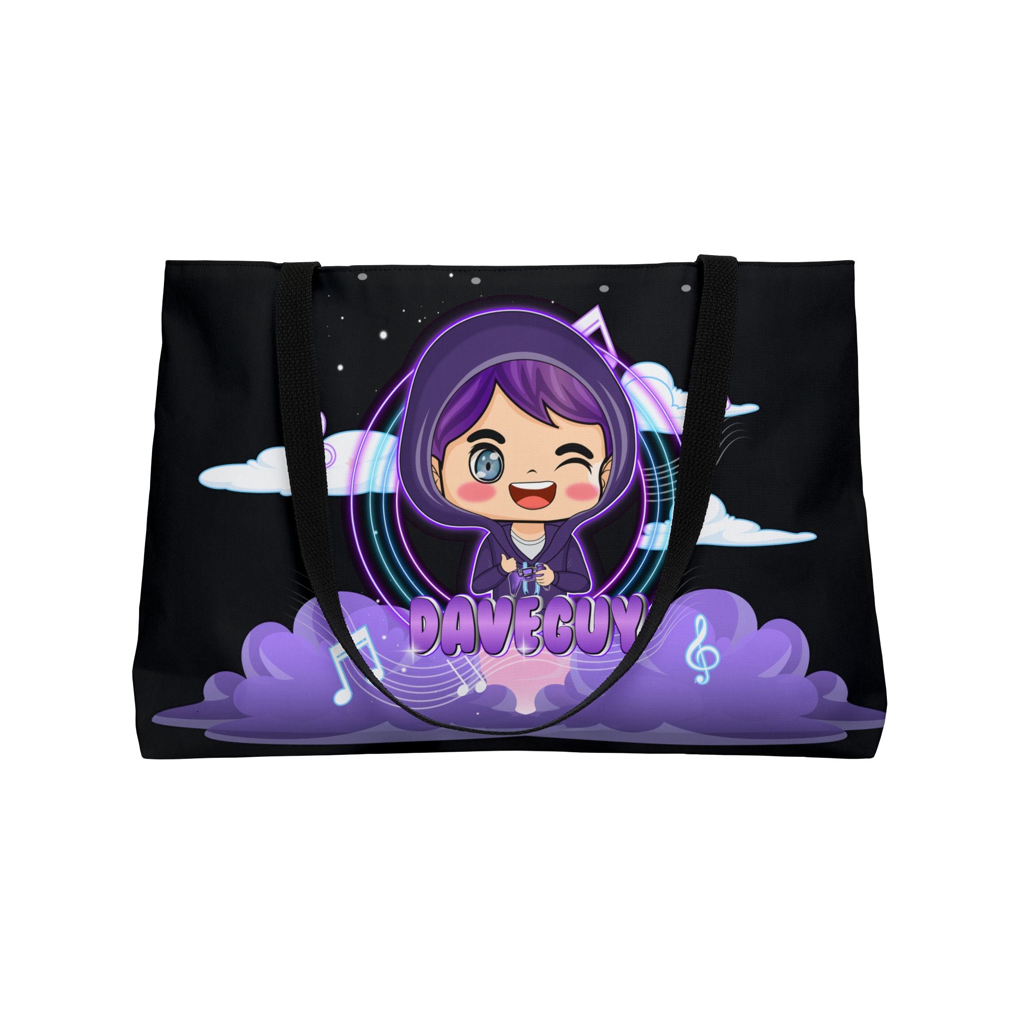 Weekender Tote Bag — , "I'm So Smart And Handsome" Novelty Travel Tote Cute Purple Kawaii Daveguy Music Design