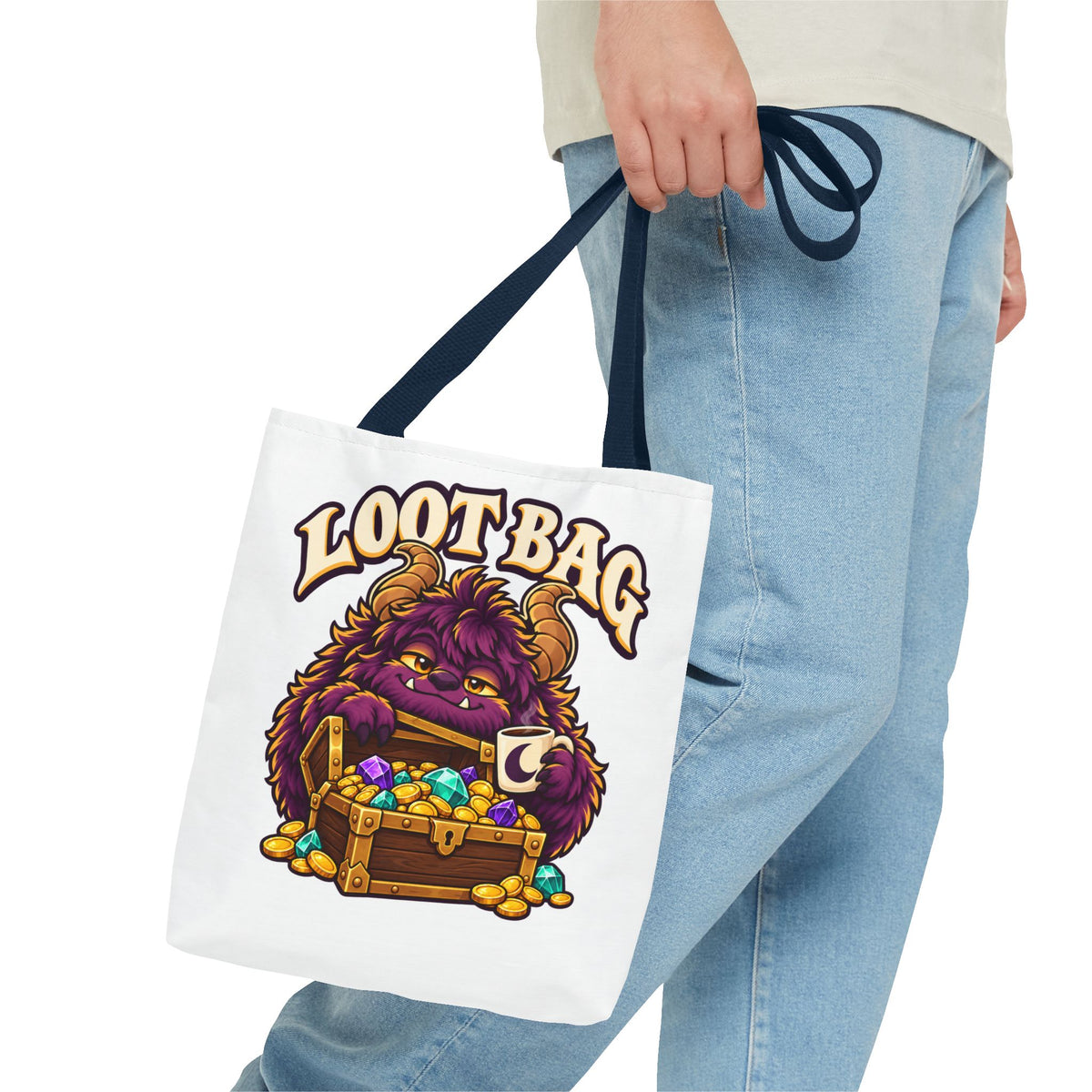 Daveguy Loot Bag Tote — Cute Monster Treasure Chest Graphic Tote Bag