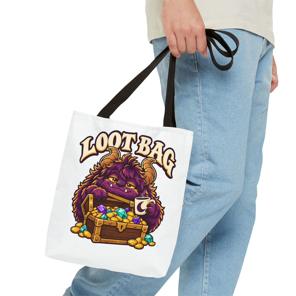 Daveguy Loot Bag Tote — Cute Monster Treasure Chest Graphic Tote Bag