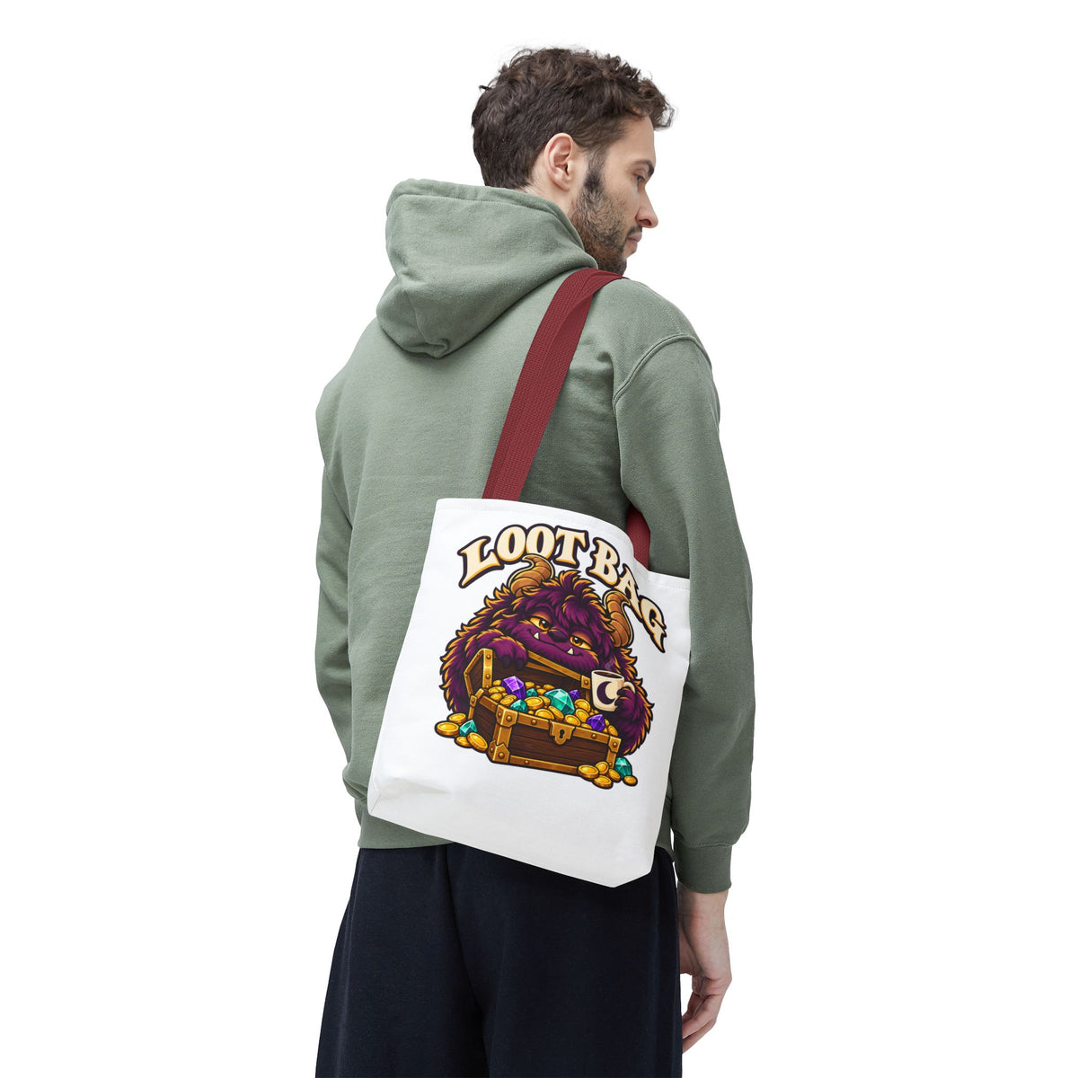 Daveguy Loot Bag Tote — Cute Monster Treasure Chest Graphic Tote Bag