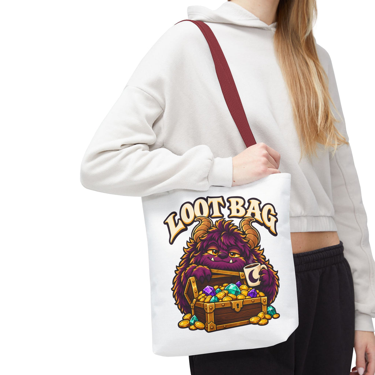 Daveguy Loot Bag Tote — Cute Monster Treasure Chest Graphic Tote Bag