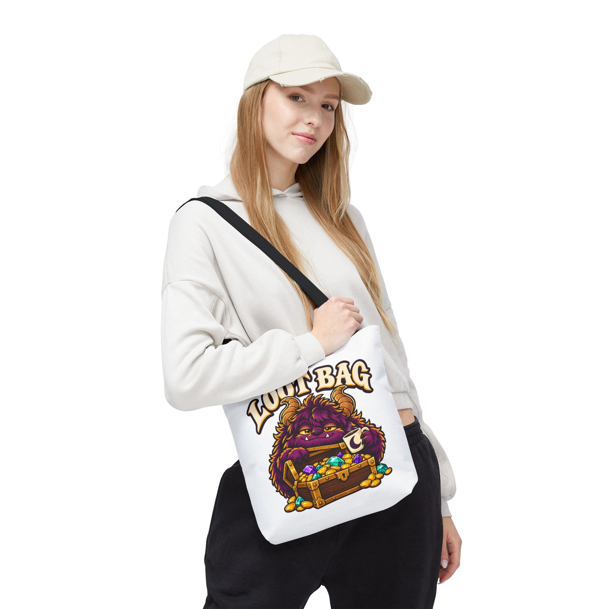 Daveguy Loot Bag Tote — Cute Monster Treasure Chest Graphic Tote Bag