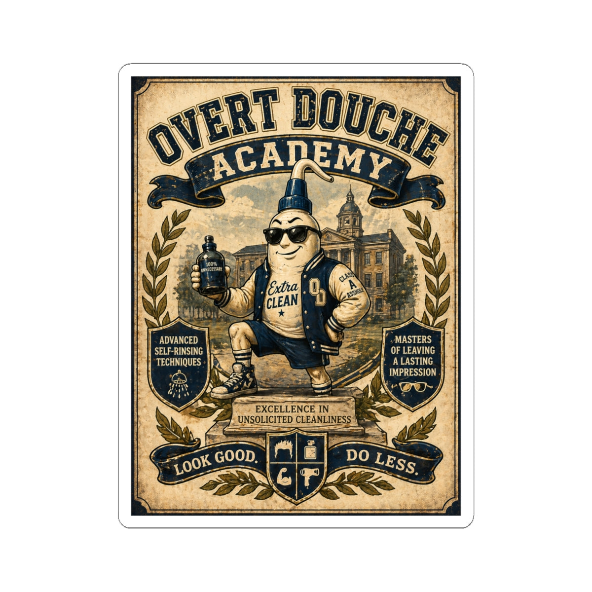 Sticker — "Overt Douche Academy" Vintage Mascot Kiss-Cut Sticker