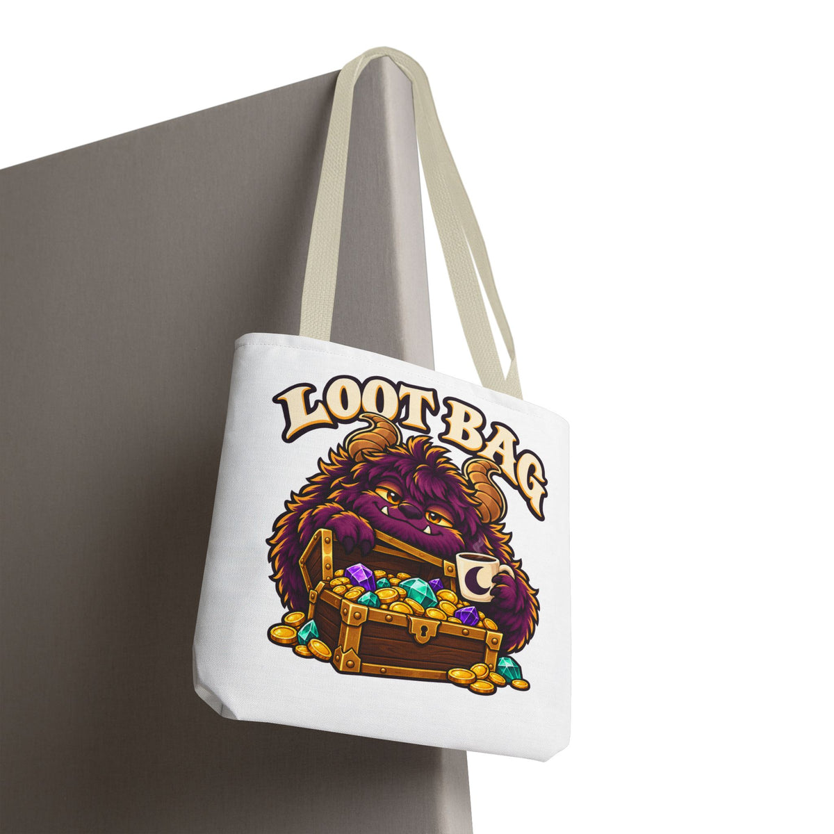Daveguy Loot Bag Tote — Cute Monster Treasure Chest Graphic Tote Bag
