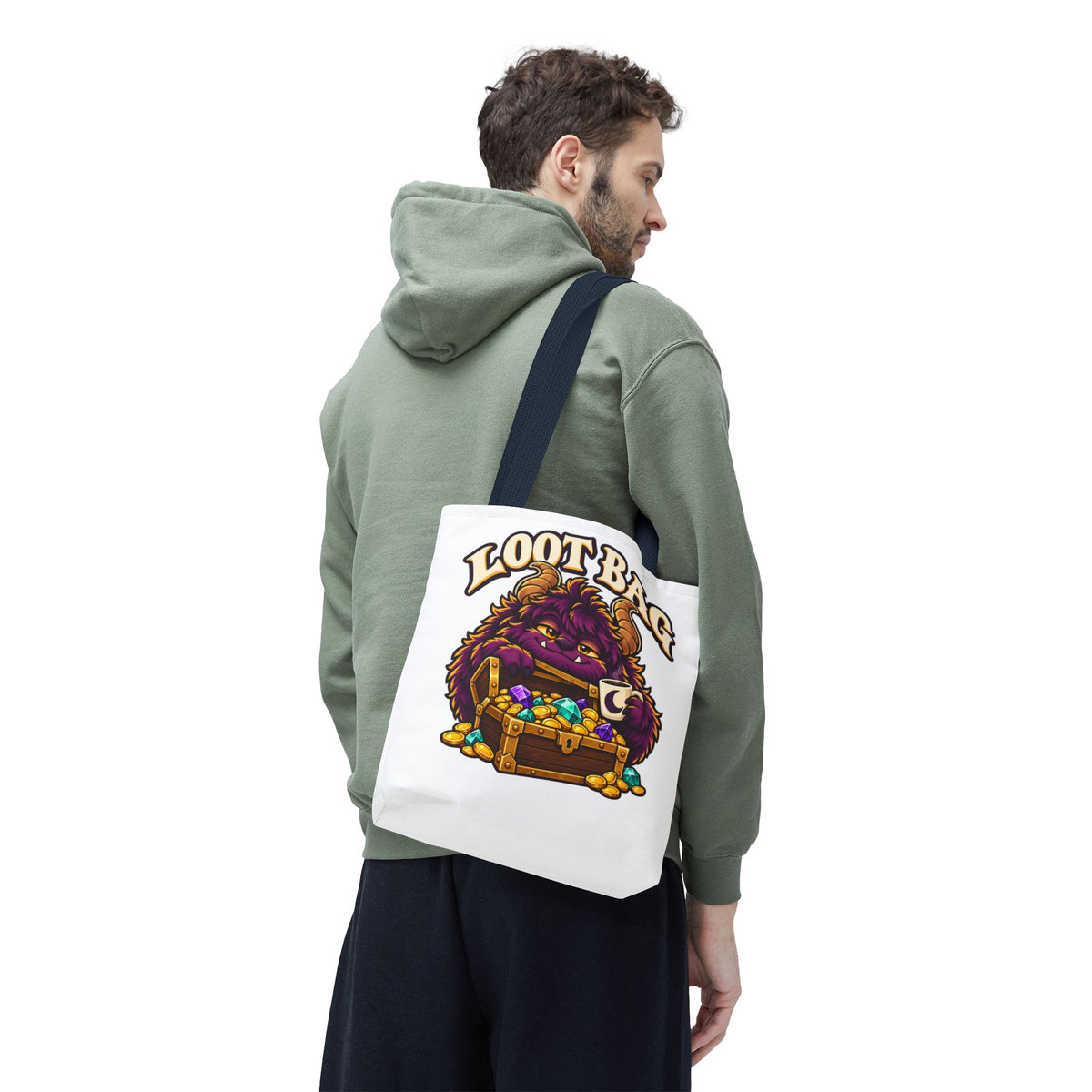 Daveguy Loot Bag Tote — Cute Monster Treasure Chest Graphic Tote Bag