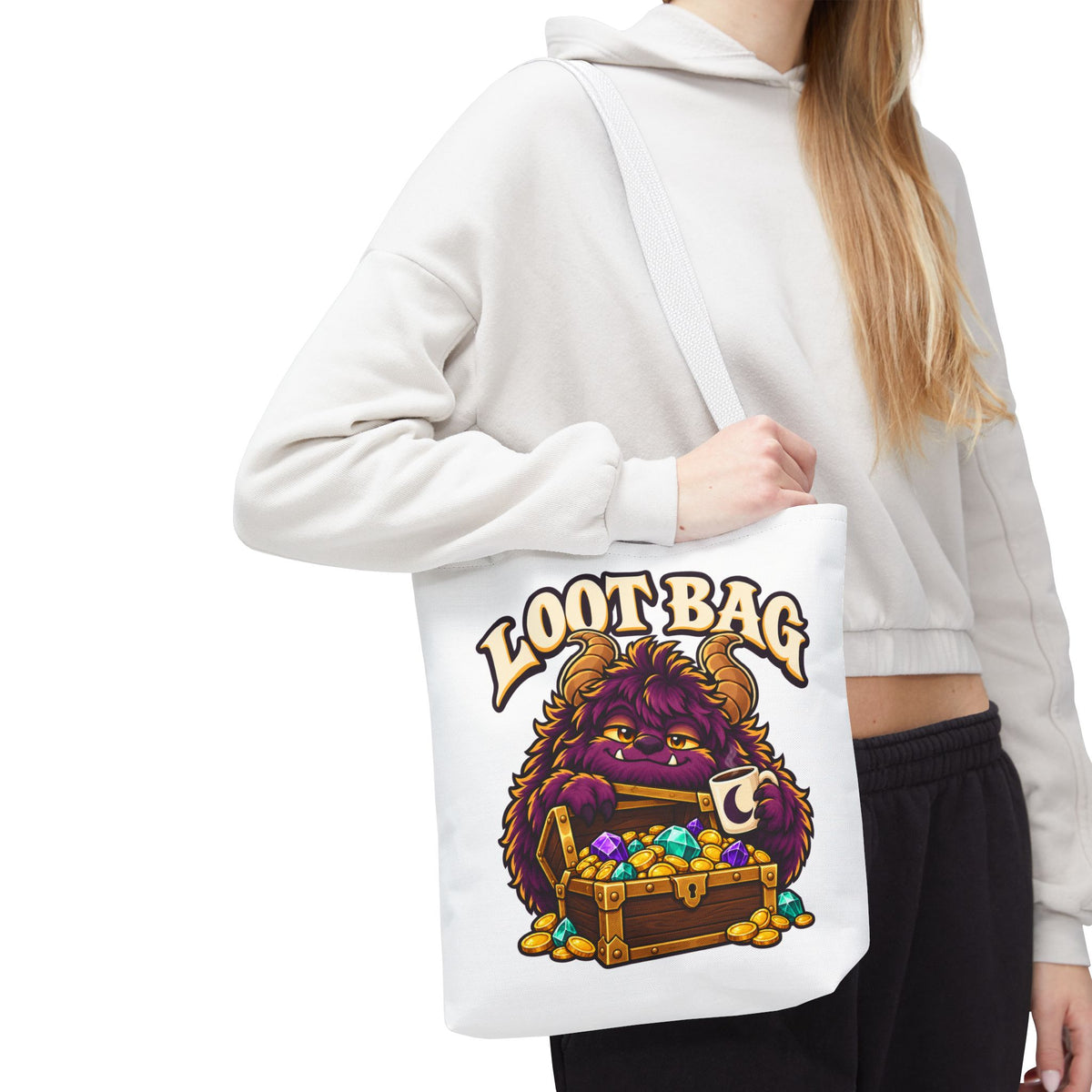 Daveguy Loot Bag Tote — Cute Monster Treasure Chest Graphic Tote Bag