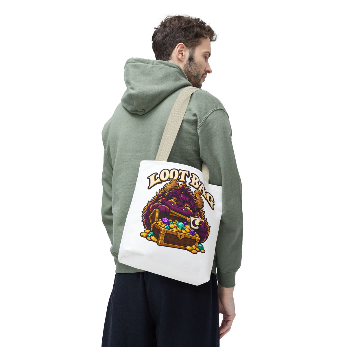 Daveguy Loot Bag Tote — Cute Monster Treasure Chest Graphic Tote Bag